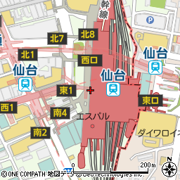 仙台駅内郵便局周辺の地図