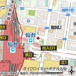 仙台駅東口駐車場周辺の地図