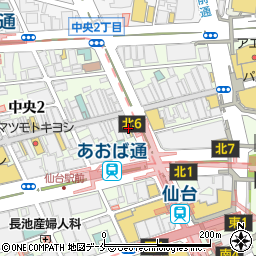 ファミリーマート仙台中央二丁目店周辺の地図