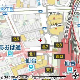 仙台市　仙台駅西口北地下自転車等駐車場周辺の地図