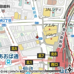 居酒屋 肉和食 肉仙 仙台駅前店周辺の地図