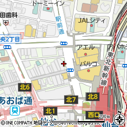 味噌乃屋田所商店 仙台駅前店周辺の地図