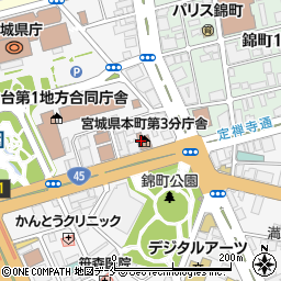 宮城県　聴覚障害者情報センター・相談周辺の地図