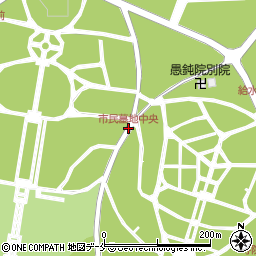 市民墓地中央周辺の地図