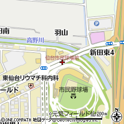 仙台市民球場前周辺の地図