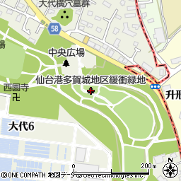 仙台港多賀城地区緩衝緑地東地区周辺の地図