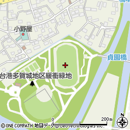 仙台港多賀城地区緩衝緑地陸上競技場周辺の地図