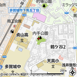 内手公園周辺の地図