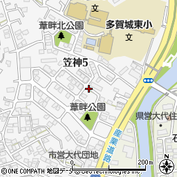 宮城県多賀城市笠神5丁目周辺の地図