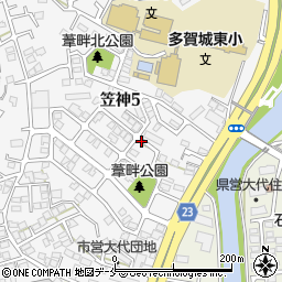 宮城県多賀城市笠神5丁目周辺の地図