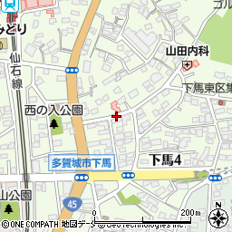宮城県多賀城市下馬周辺の地図