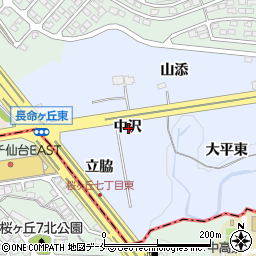 宮城県仙台市泉区上谷刈中沢周辺の地図