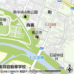 宮城県仙台市泉区市名坂善正寺周辺の地図