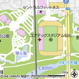 ユアテックスタジアム仙台周辺の地図