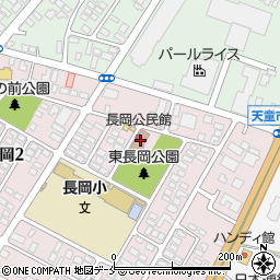 天童市役所　長岡公民館周辺の地図