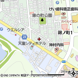山形県天童市鎌田本町2丁目11周辺の地図