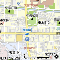 山形県天童市東本町周辺の地図