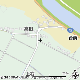 宮城県東松島市浅井高田周辺の地図