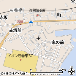 宮城県石巻市流留家の前周辺の地図