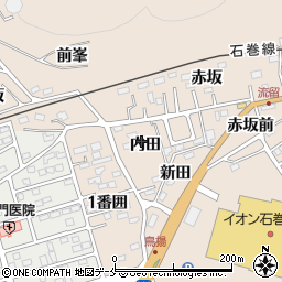 宮城県石巻市流留内田71周辺の地図