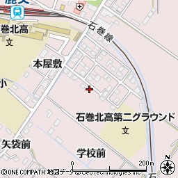 宮城県石巻市鹿又学校前196-8周辺の地図