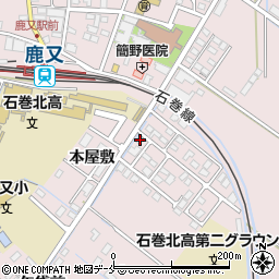 宮城県石巻市鹿又学校前216-3周辺の地図
