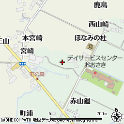 宮城県大崎市古川下中目赤山周辺の地図