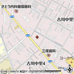 セブンイレブン古川中里５丁目店周辺の地図
