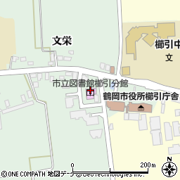 鶴岡市役所図書館　櫛引分館周辺の地図