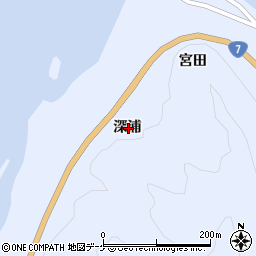 山形県鶴岡市堅苔沢深浦周辺の地図
