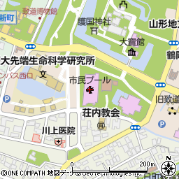 鶴岡市民プール周辺の地図