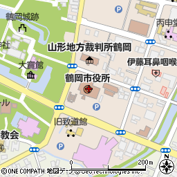 鶴岡市役所周辺の地図