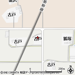宮城県栗原市志波姫北郷古戸周辺の地図