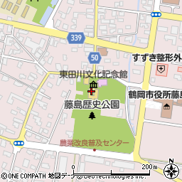 鶴岡市役所　藤島庁舎鶴岡市図書館藤島分館周辺の地図