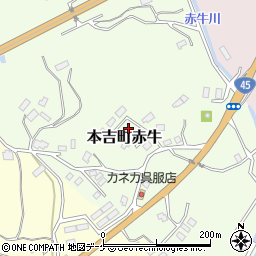 宮城県気仙沼市本吉町赤牛周辺の地図