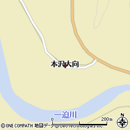 宮城県栗原市花山本沢大向周辺の地図