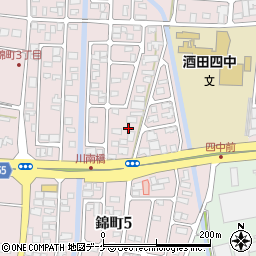 山形県酒田市錦町周辺の地図