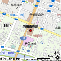 酒田市役所周辺の地図