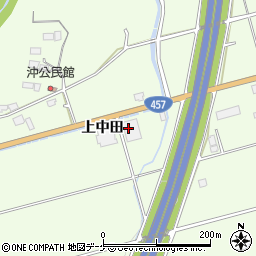 岩手県一関市萩荘上中田周辺の地図