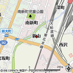 岩手県一関市新山周辺の地図