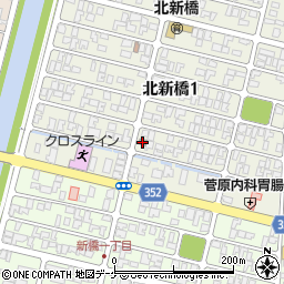 酒田北新橋郵便局周辺の地図