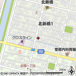 酒田北新橋郵便局周辺の地図