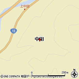 山形県最上郡金山町中田周辺の地図