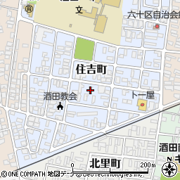 山形県酒田市住吉町13-22周辺の地図