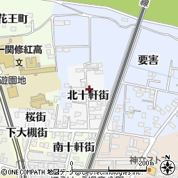 岩手県一関市北十軒街周辺の地図