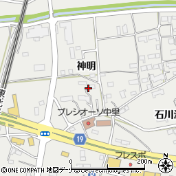 岩手県一関市中里神明周辺の地図