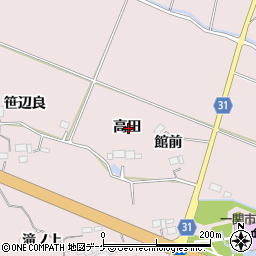 岩手県一関市厳美町高田周辺の地図