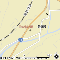真室川町及位地区総合施設周辺の地図