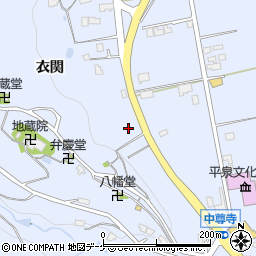 岩手県西磐井郡平泉町平泉衣関周辺の地図