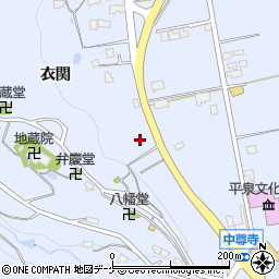 岩手県平泉町（西磐井郡）平泉（衣関）周辺の地図